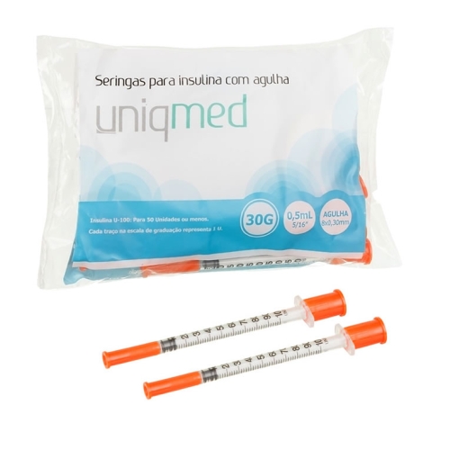 Seringa 0,5ml Ag 8x0,30mm 10 Unidades Uniqmed