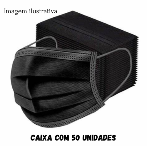 MASCARA PRETA DESCARTAVEL TRIPLA CAMADA