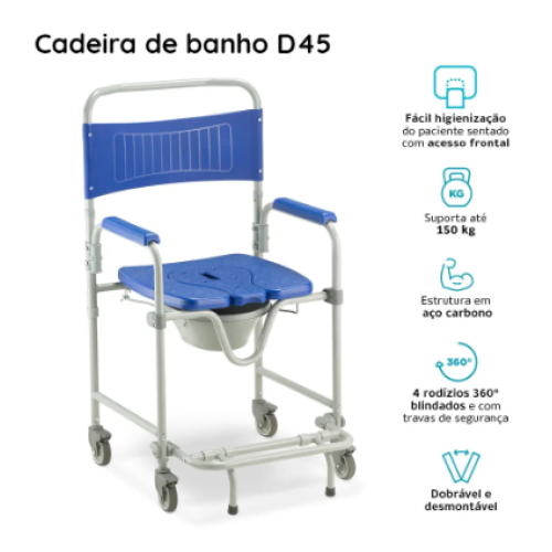Produto Cadeira de Banho D45 Dobrável e Desmontável Dellamed